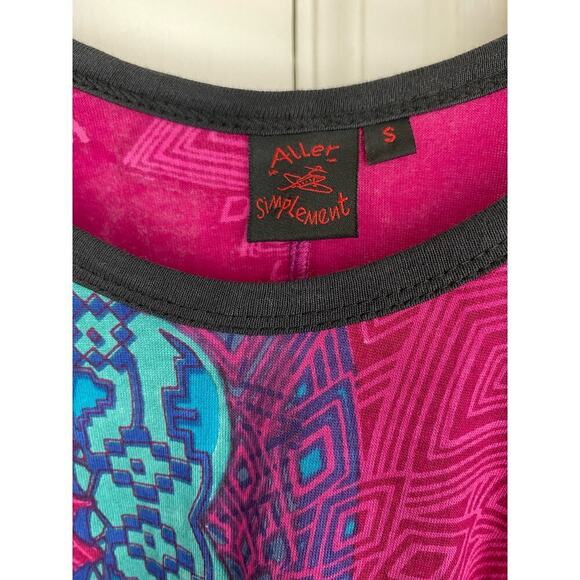 Aller Simplement Women's S Magenta Pink Geometric Midi Dress - Picture 2 of 8